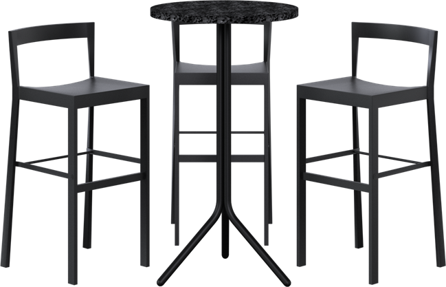 Baxter Poseidon Bar Table Package - 3 Stools